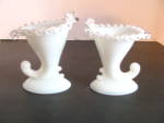 Vintage Fenton Pair Of Silvercrest Vases